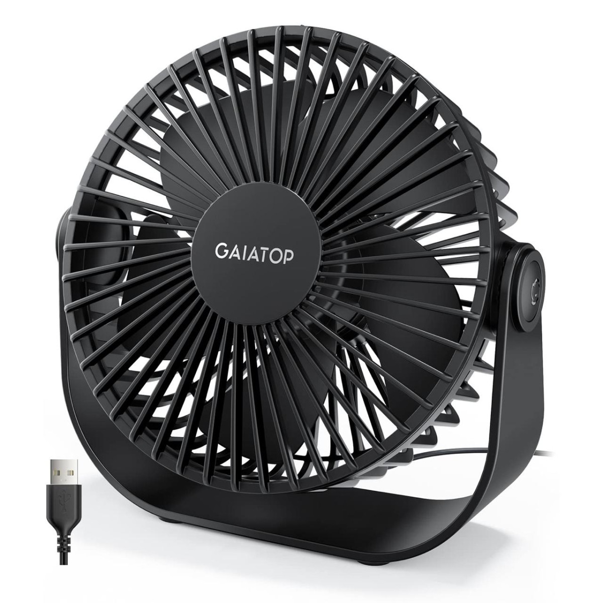 Gaiatop Usb Portable Desk Fan 3 Speeds Quiet Small Personal Cooling Table F