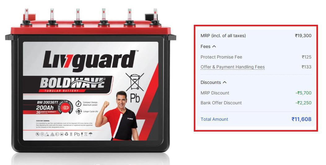 Livguard 3 Year Warranty Tubular Inverter Battery 200ah 11 608 Pay Using Sb
