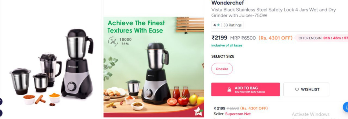 Myntra Loot Wonderchef Vista Black Stainless Steel Safety Lock 4 Jars Wet A