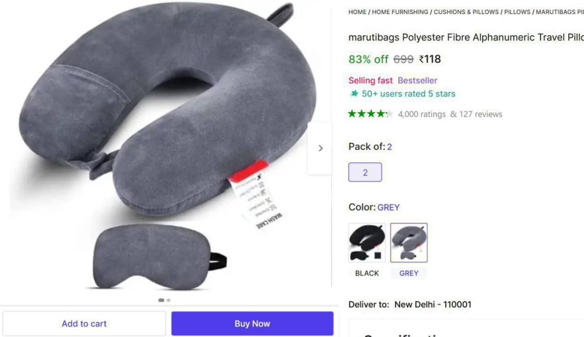 Lowest Travel Neck Pillow Set Of 2 129 136 – Best Price in India