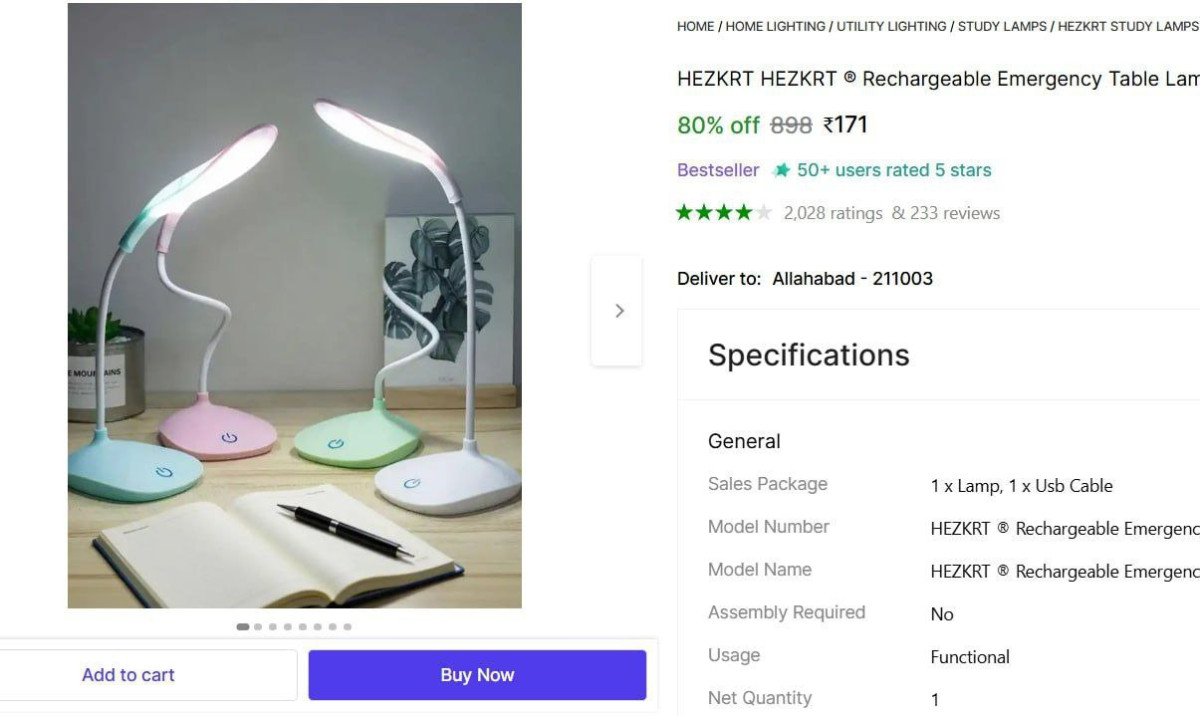 Student Reading Light Study Lamp 171 – Best Price in India