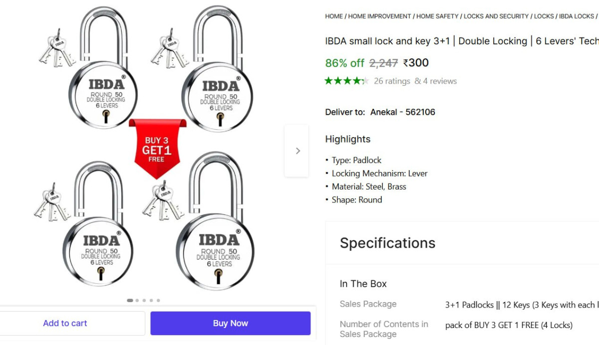 Pack Of 4 Padlock With Keys At 290 – Best Price in India