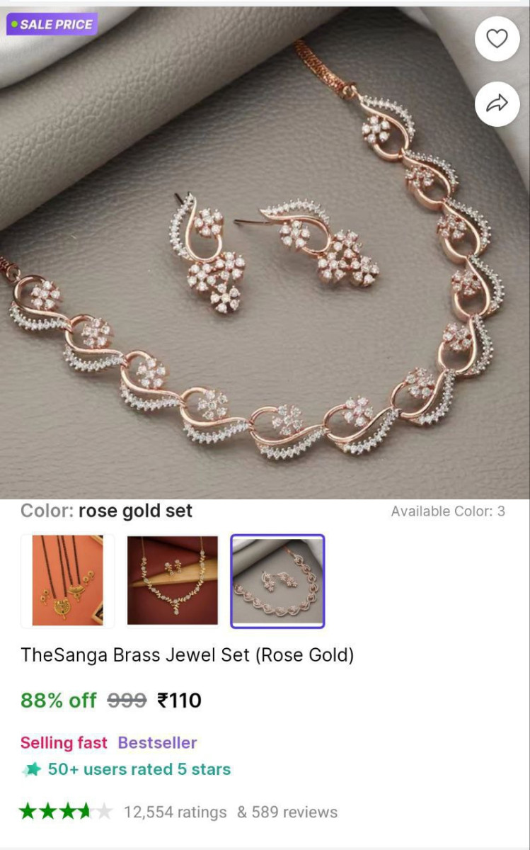Brass Jewel Set 110 More - – Best Price in India