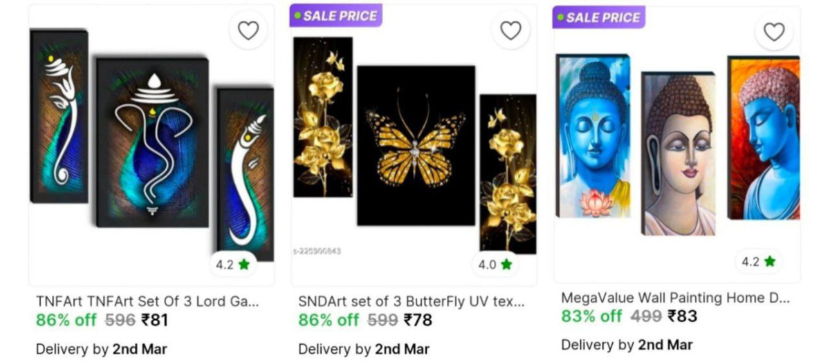 Set Of 3 Paintings From 78 – Best Price in India