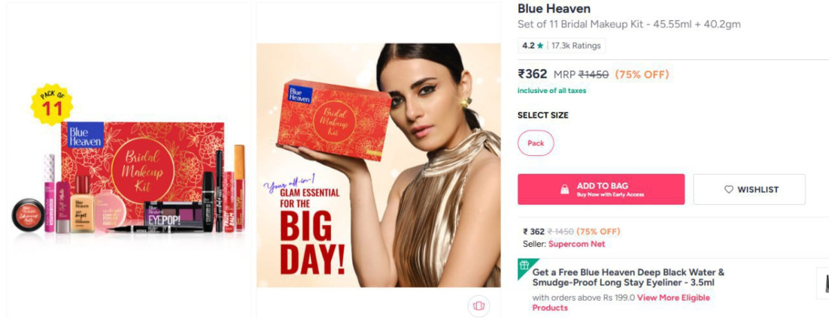 Blue Heaven Set Of 11 Bridal Makeup Kit 362 – Best Price in India