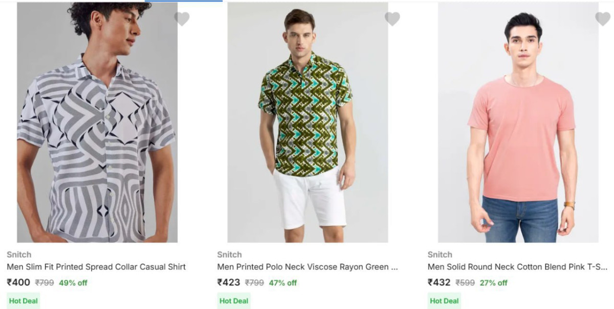 On Snitch Men Clothing – Best Price in India