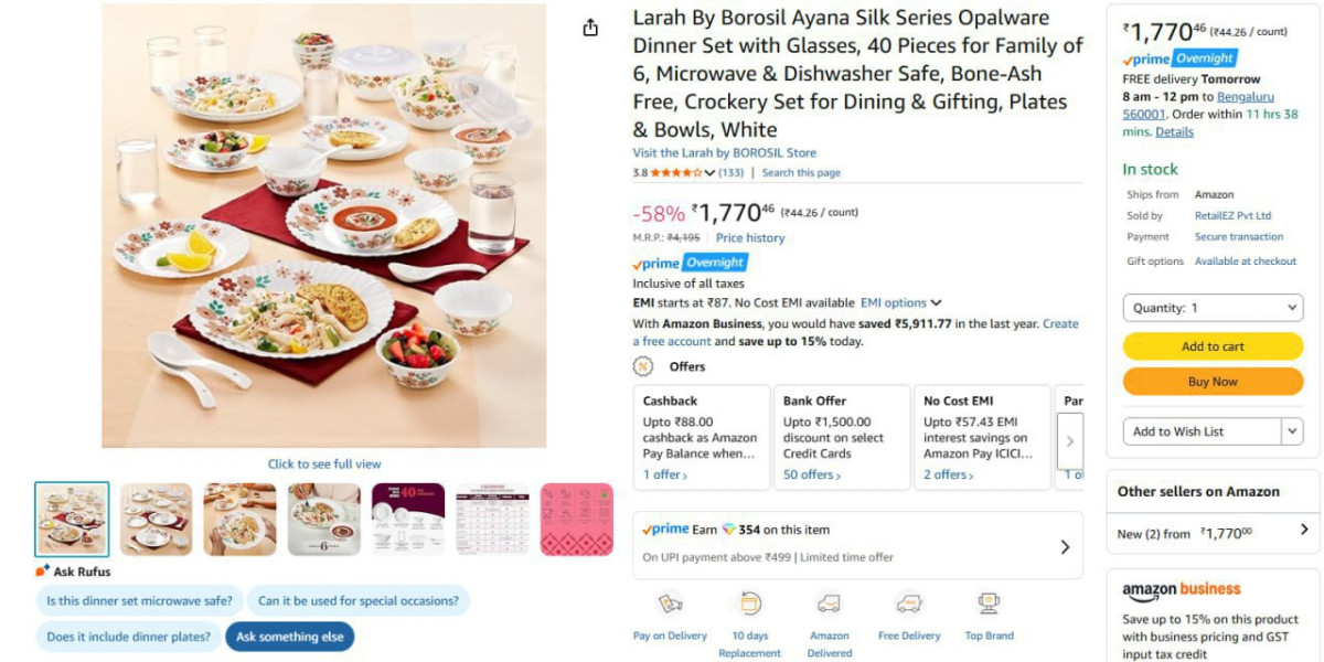 Larah By Borosil Dinner Set With Glasses 40 Pieces 1770 – Best Price in Ind