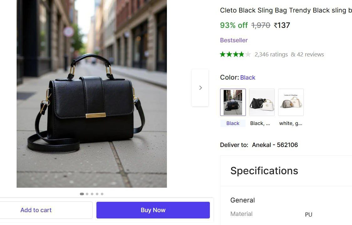 Trendy Black Sling Bag For Women 137 – Best Price in India
