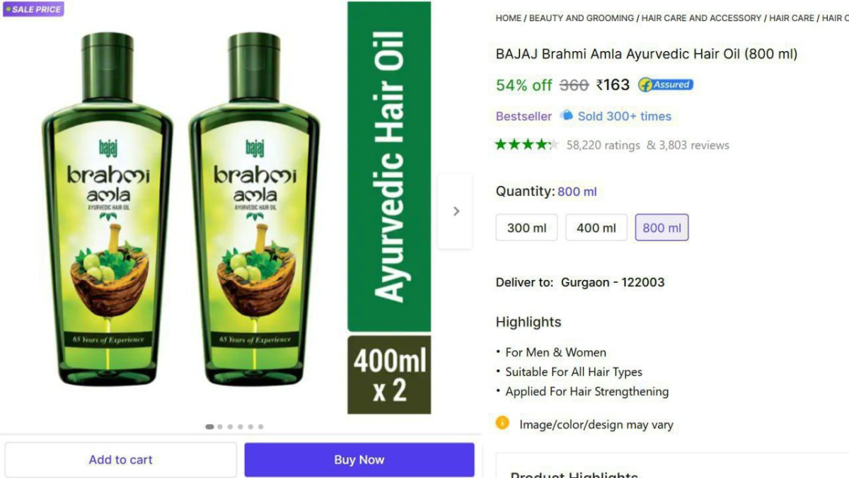 Bajaj Amla Hair Oil (800 Ml) 163 – Best Price in India