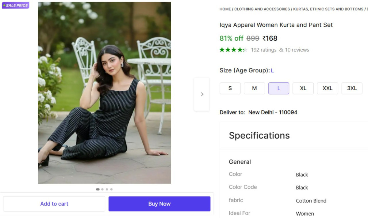 Women Kurta And Pant Set 168 – Best Price in India