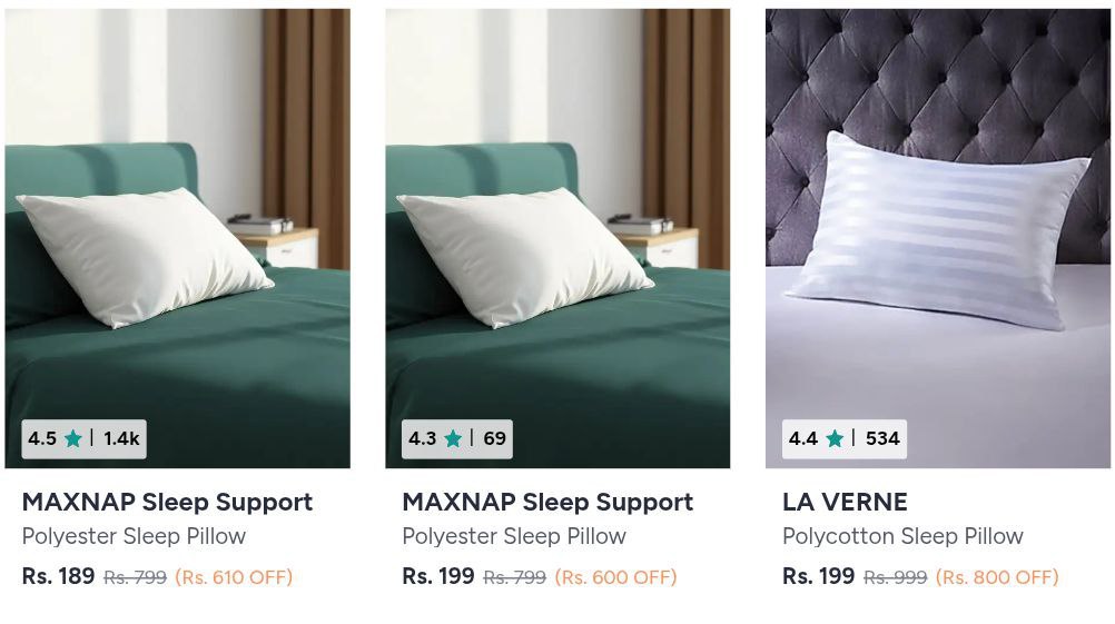 Myntra Sleep Pillows At Crazy Prices Sleep Pillows Starting 189 Flat 5090 M