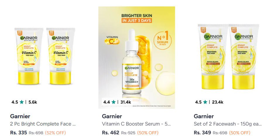 Myntra Garnier 50 Maybelline 65 Loreal 70 – Best Price in India