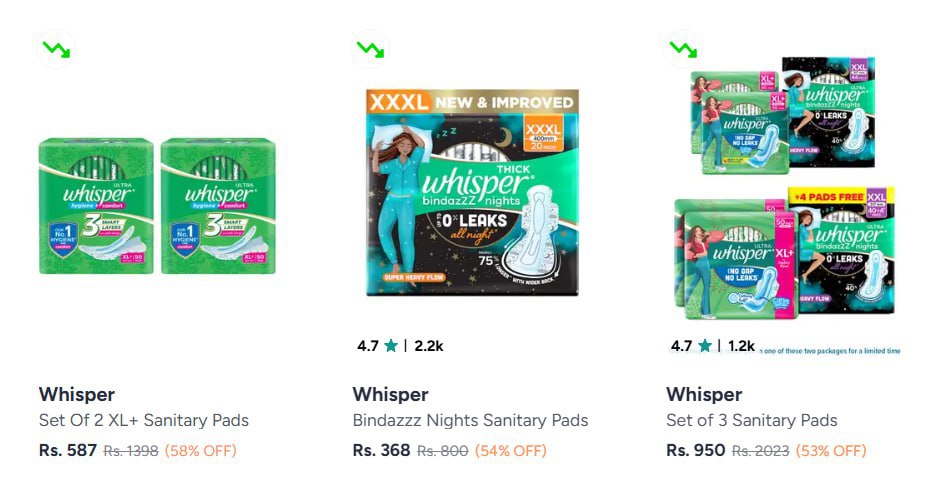 Myntra Whisper Min 50 Philips Min 40 Addl 10 Coupons Listerine Mouthwash 35