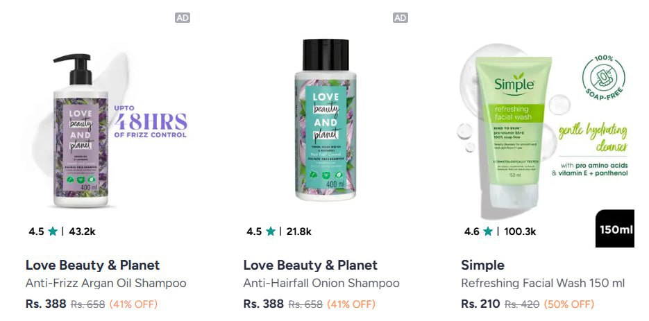 Myntra 60 To 80 On Shampoo Perfumes Facewashes Make-up Products And More Bu
