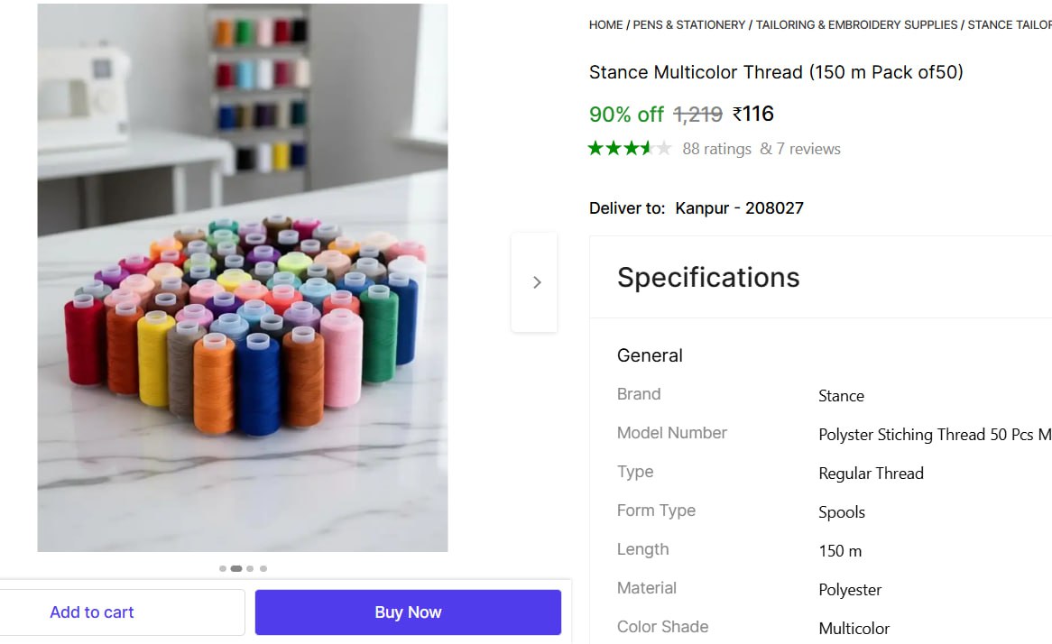 Pcs Multicolored Threads 116 – Best Price in India