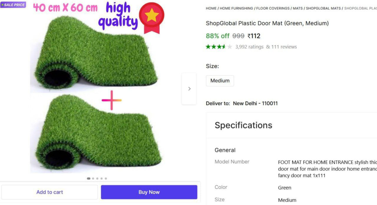(pack Of 2) Door Mat (green Medium) 112 – Best Price in India
