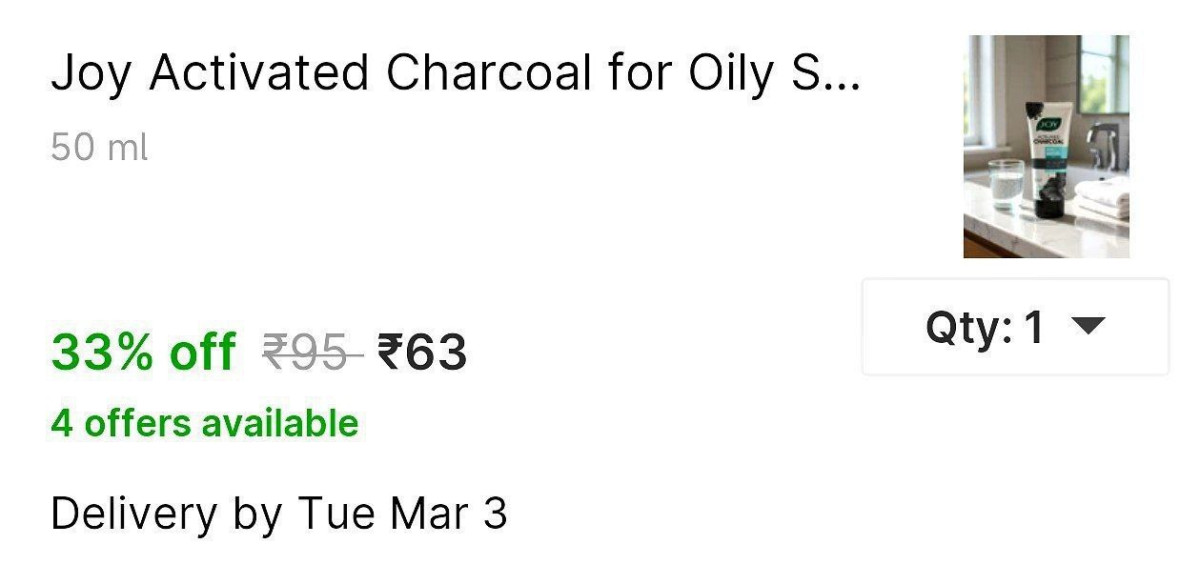 Joy Charcoal Face Wash 63 – Best Price in India
