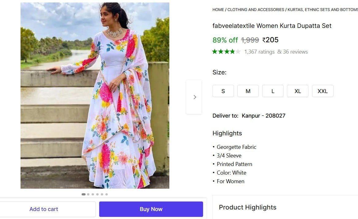 Women S Kurta Dupatta Set 205 – Best Price in India