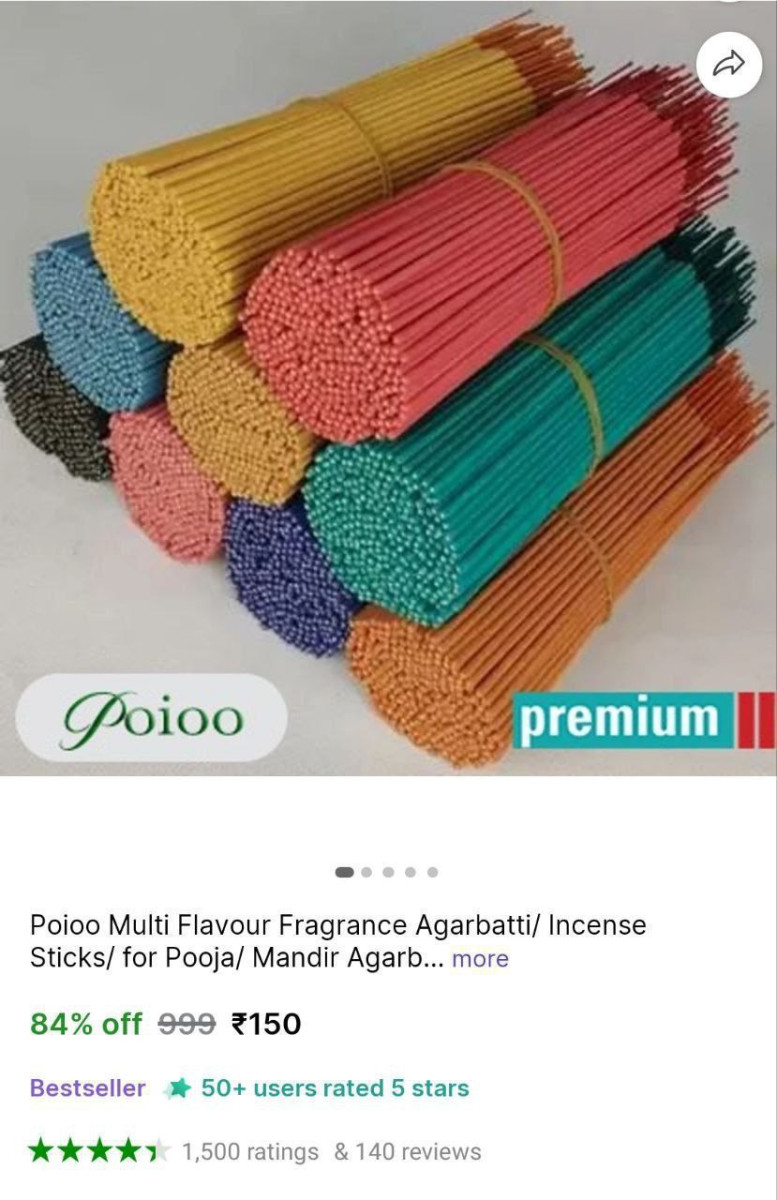 Mandir Agarbatti 5 In 1 Fragrance (400 G) Rs 150 – Best Price in India