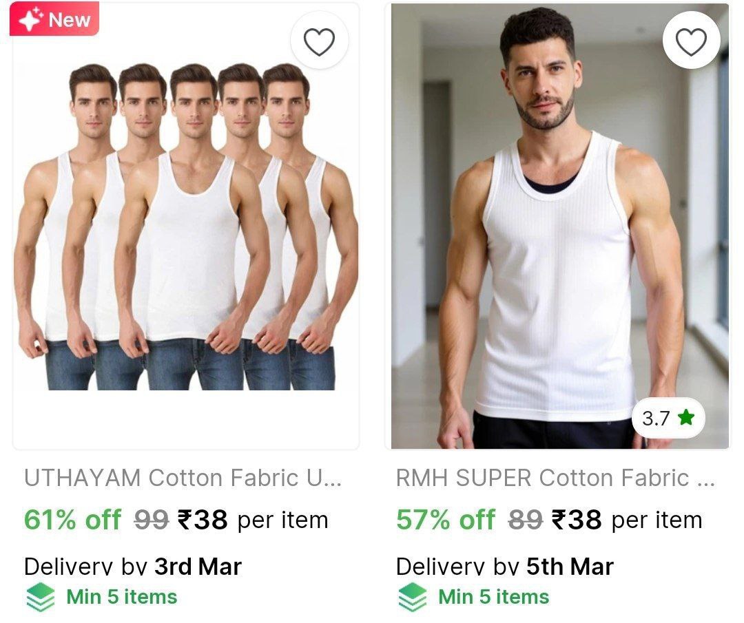 Men White Vest From 38 – Best Price in India