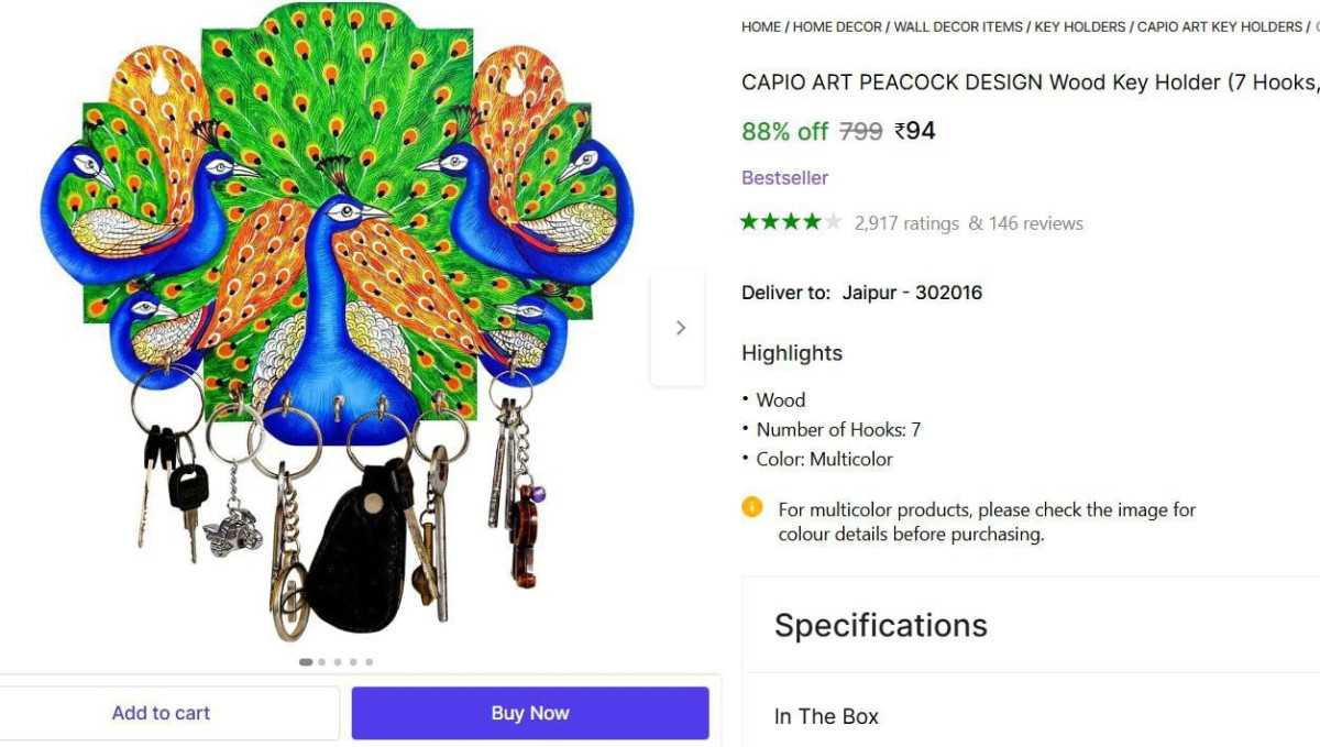 Wood Key Holder (7 Hooks) 94 – Best Price in India
