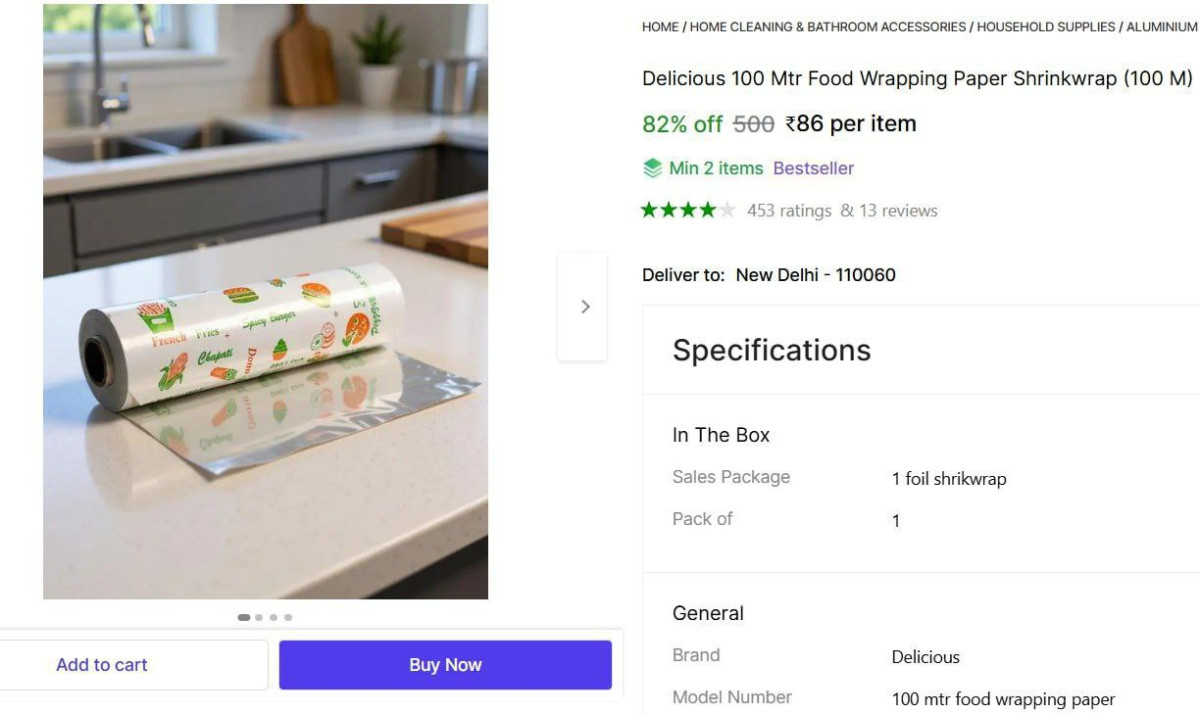Mtr Food Wrapping Paper 86 – Best Price in India