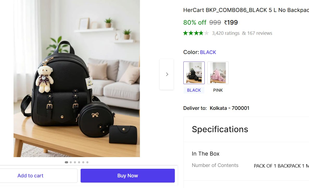 Women Backpack Set Of 3 199 – Best Price in India