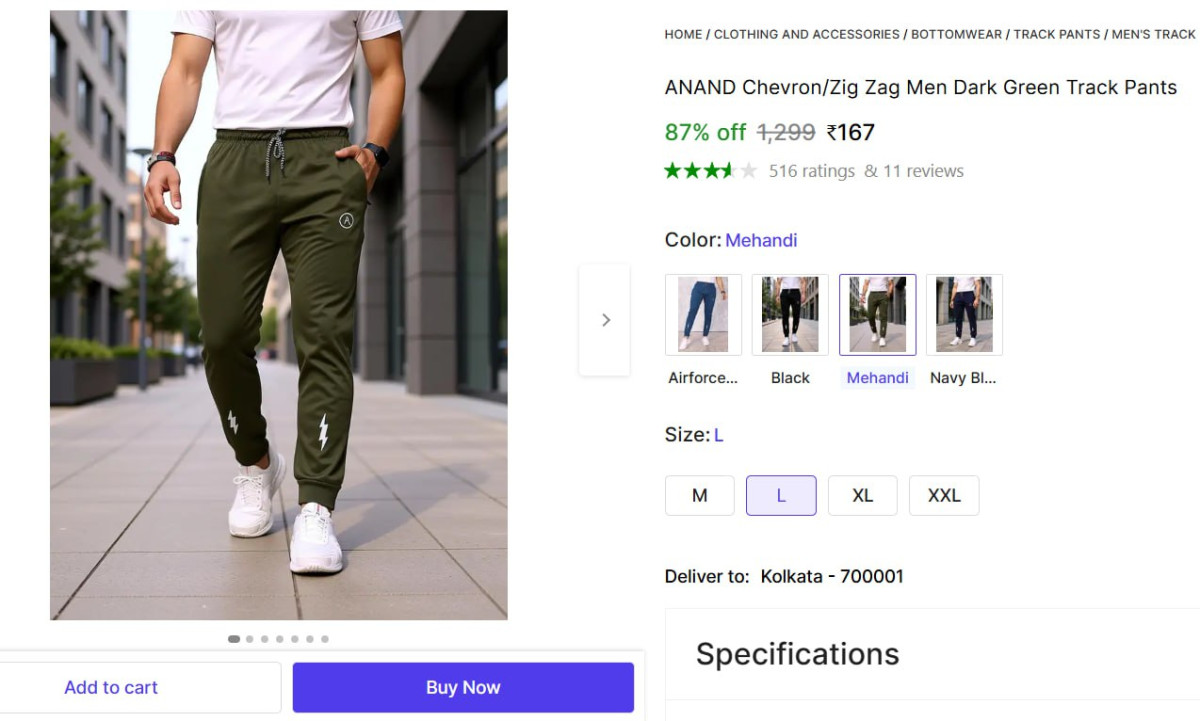 Men S Dark Green Track Pants 167 – Best Price in India