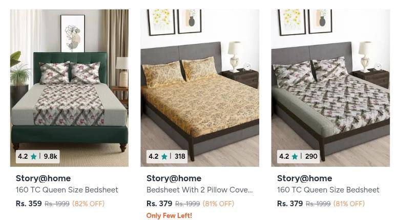 Premium Double Bedsheets Starts 359 – Best Price in India
