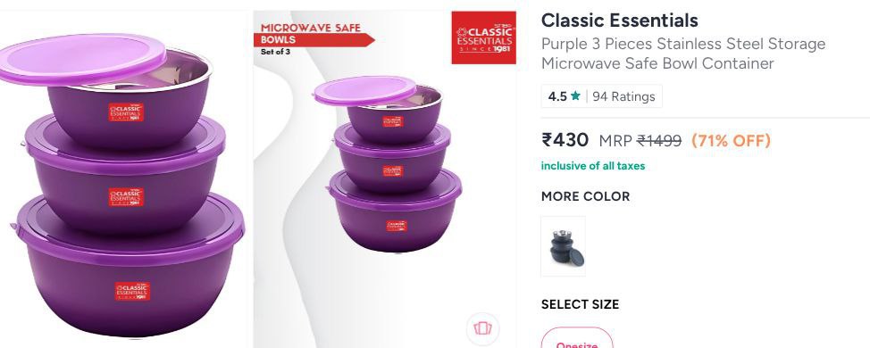 Myntra Kitchen Utility Steal Limited Time Classic Essentials 3 Pc Stainless