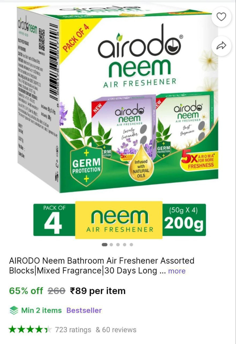 Bathroom Air Freshener (4 X 50g) 89 Min Buy - 2 – Best Price in India