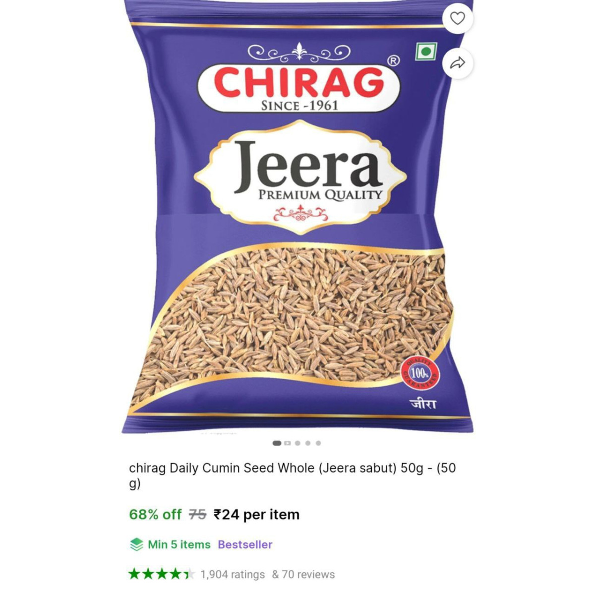 Chirag Daily Cumin Seed 50g 24 More Deals Click Here Must Read – Best Price