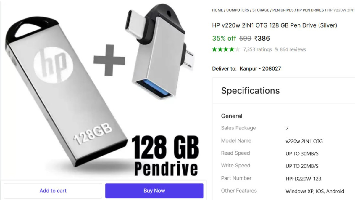 Loot Buy Fasthp 128gb Pen Drive 2in1 Otg 386 – Best Price in India
