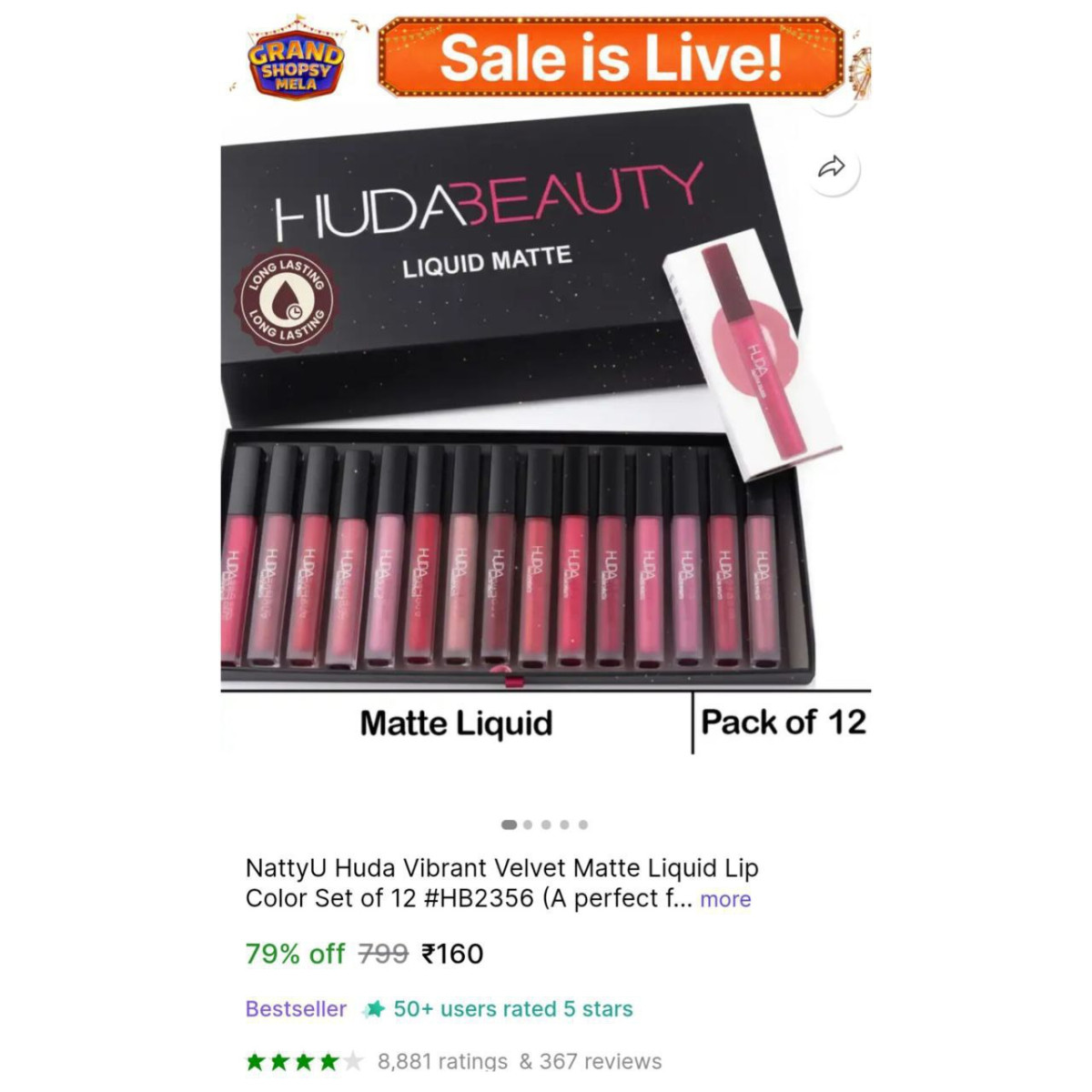 Hudabbeauty Liquid Matte Lipstick Pack Of 12 160 – Best Price in India
