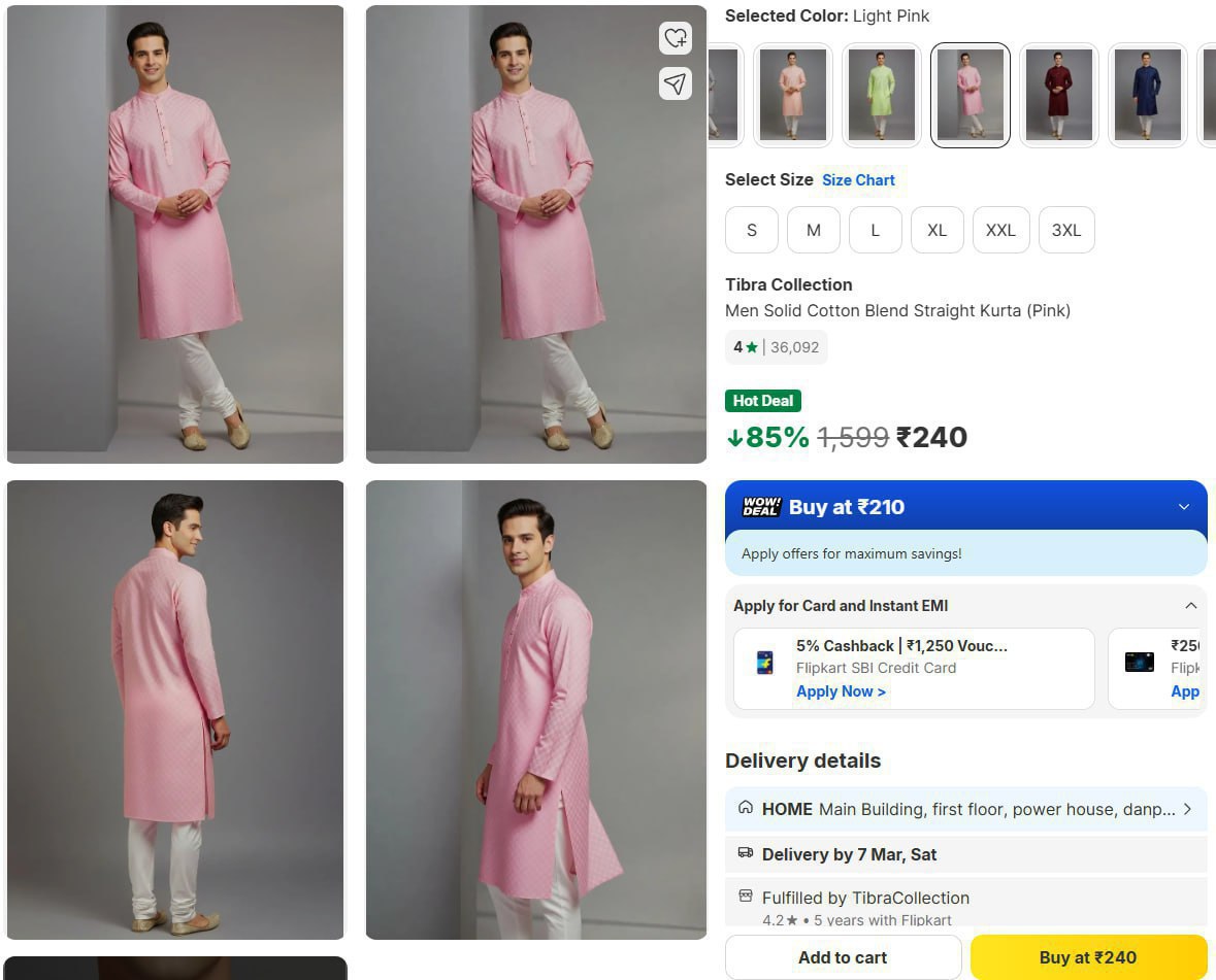 Men Solid Straight Kurta 240check All Sizes Colours – Best Price in India
