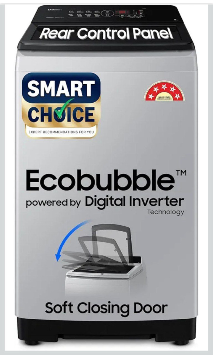 Samsung Smart Choice 8 Kg 5 Star Eco Bubble Tech Digital Inverter Motor Sof