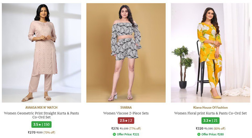 Ajio 78 On Co-ord Sets Starting Just 270 Link – Best Price in India