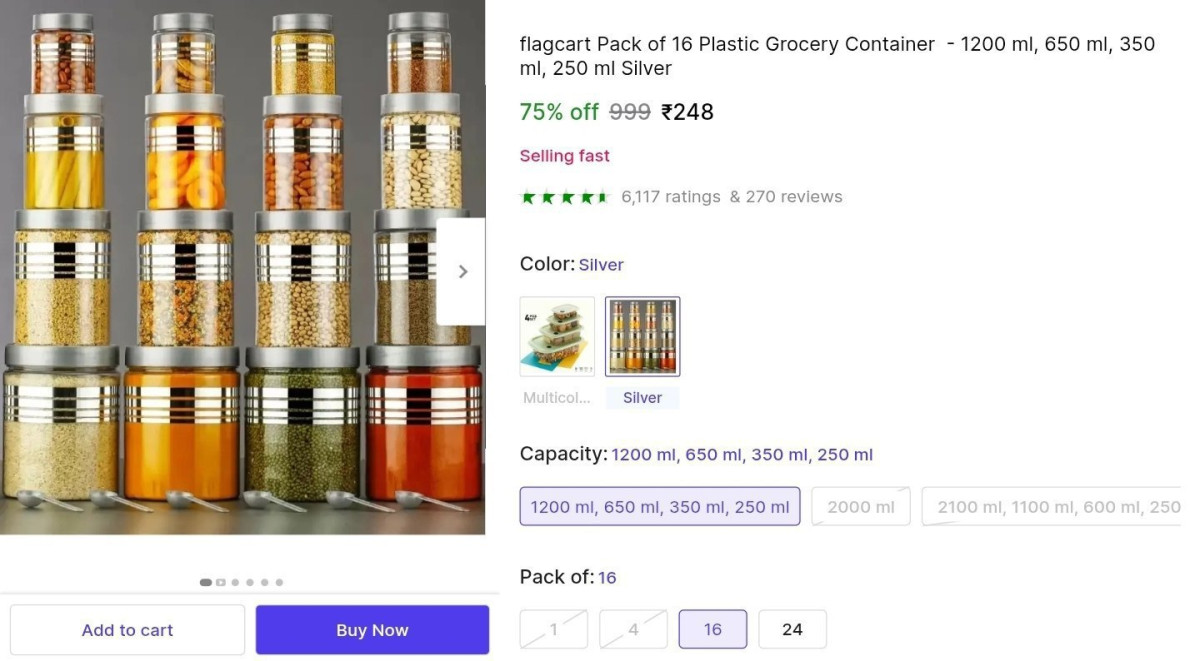 Grocery Container - 16pcs At 248 – Best Price in India