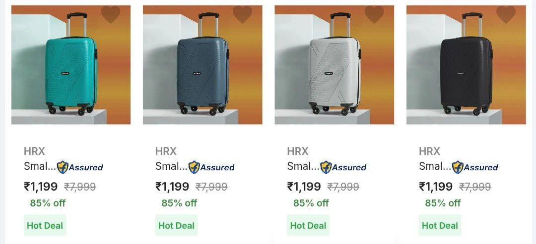Loot Fast 86 On Hrx Luggage Starts 1199 Small Medium Large Pack Of 2 3 – Be