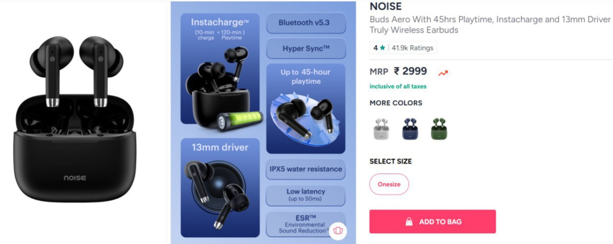Myntra Loot - Noise Buds Aero Tws At Rs 620 Bank Offers Noise Nero At Rs 65