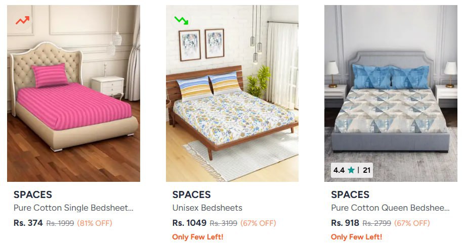 Myntra Spaces 67 Offwelspun 60 Offdreamscape 74 Offhome Ecstasy 76 Offclass
