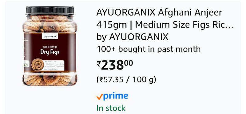 Lowest Premium Anjeer 415g At 238 Extra Coupon – Best Price in India