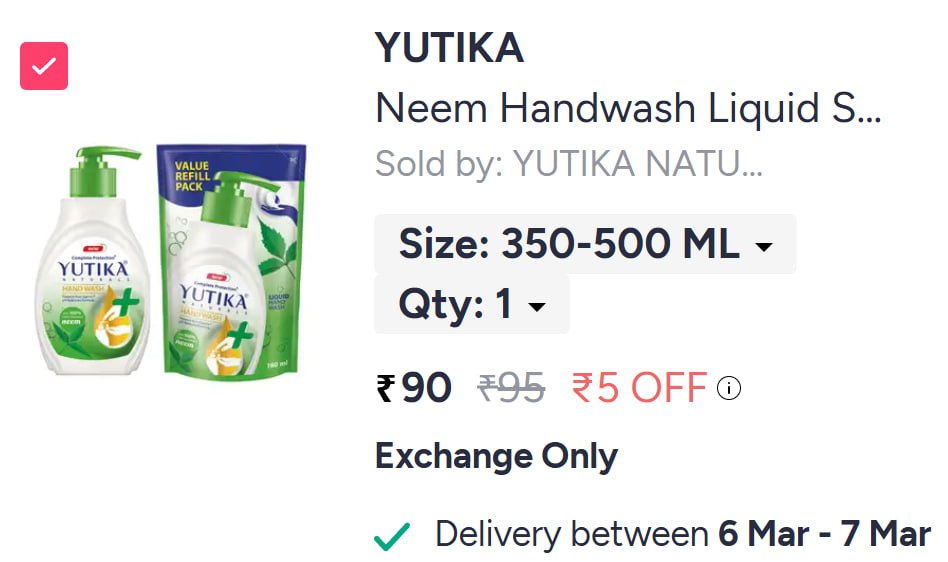 Handwash (200ml) Liquid Refill (180ml) 90 More Deals Click Here Must Read –
