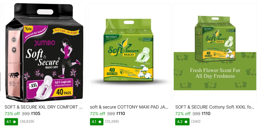 Sanitary Pad From Starts 105 Check Min Buy Qnty – Best Price in India