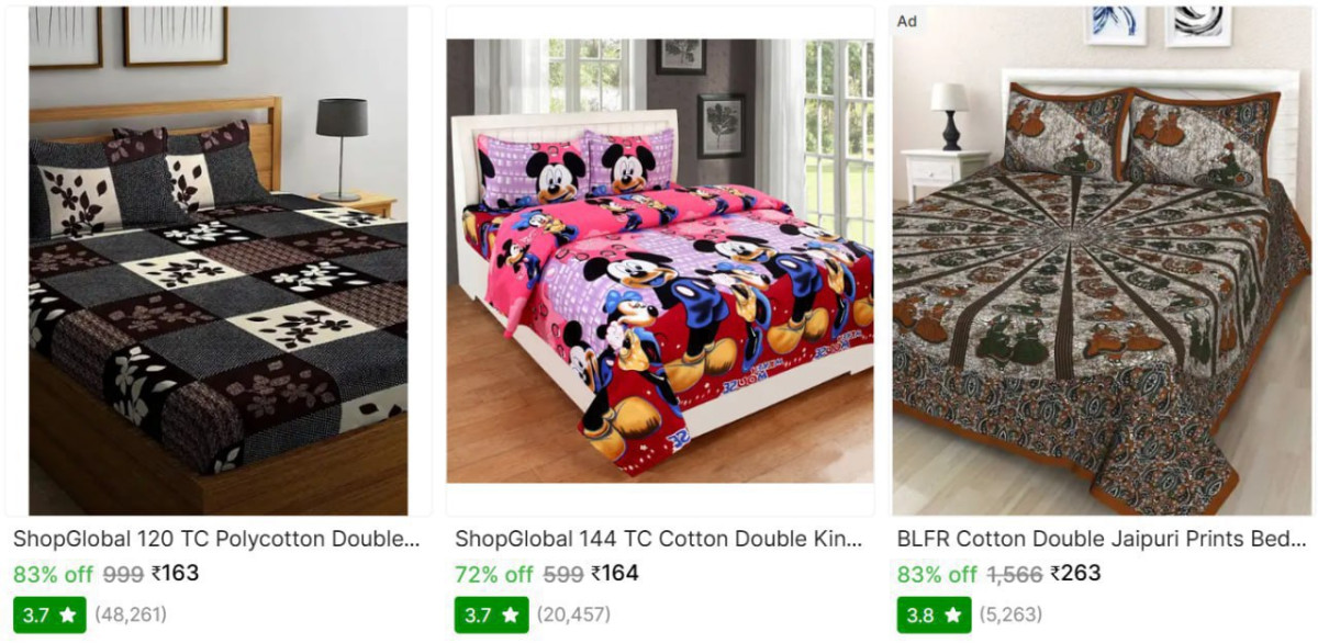 Double Printed Bedsheet 164 164 263 More – Best Price in India