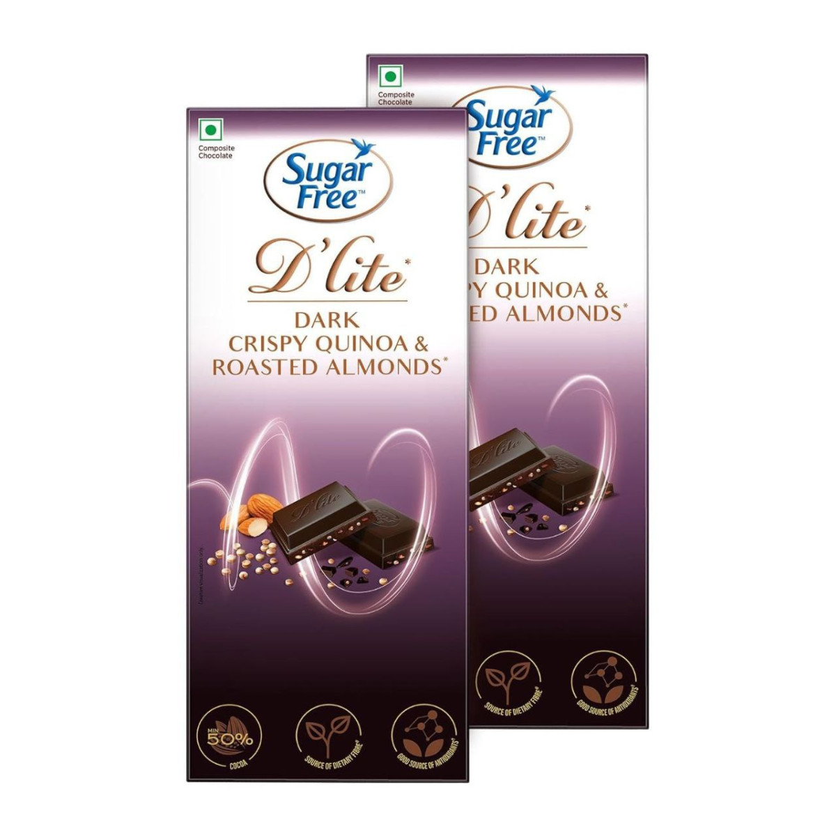 Sugar D Lite Quinoa Almonds Dark Chocolate Bar 80 Grams (pack Of 2) 207 – B