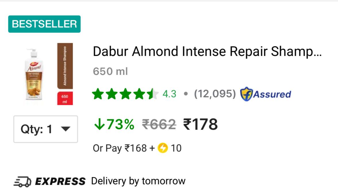 Grab 178 550ml Dabur Almond Shamoo – Best Price in India