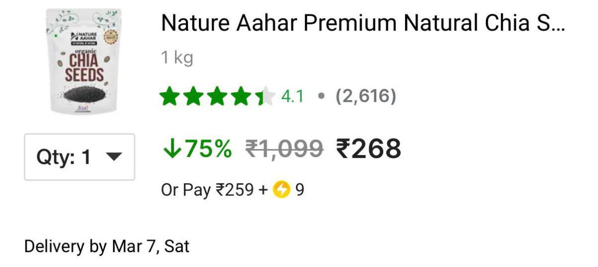 Premium Natural Chia Seeds 1kg 268 – Best Price in India
