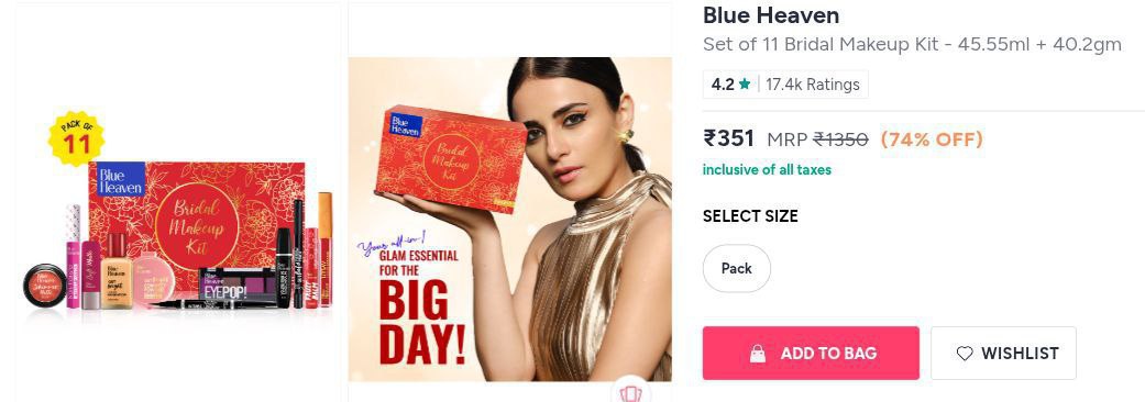 Myntra Makeup Mega Loot Limited Stock Blue Heaven Make-up Kit 74 Elle 18 Ma