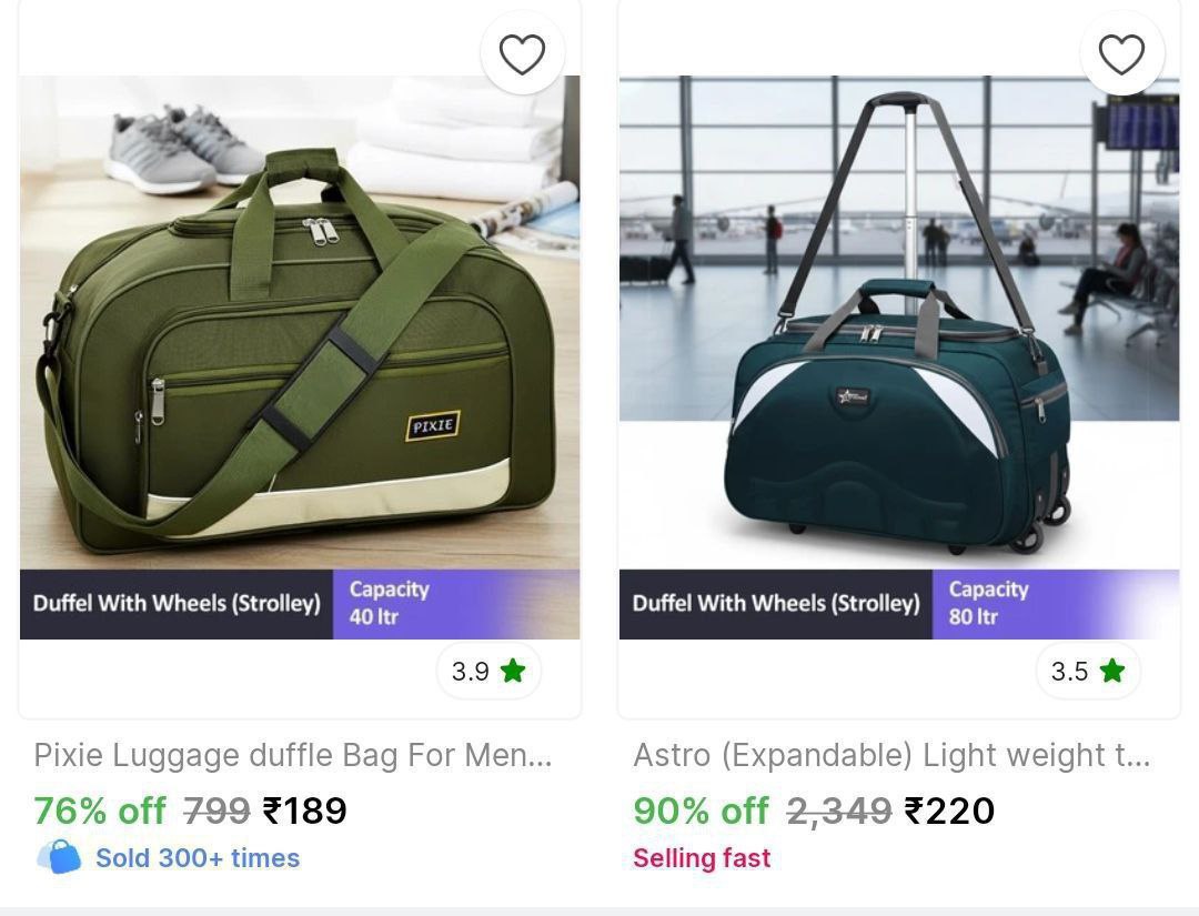 Big Size Duffle Strolley Bag From 189 – Best Price in India